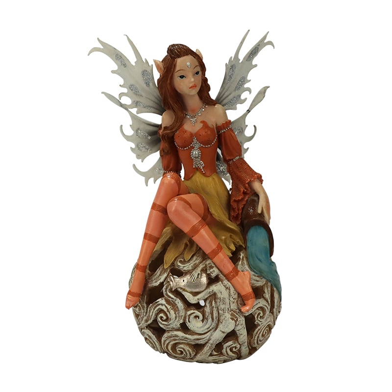 Resin Fairy on Sphere Figurine - Fantasy - Themed Decorative Piece