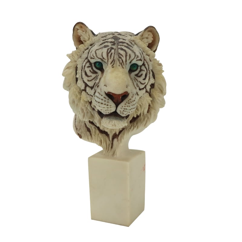 Resin White Tiger Head Figurine - Wildlife - Inspired Decor