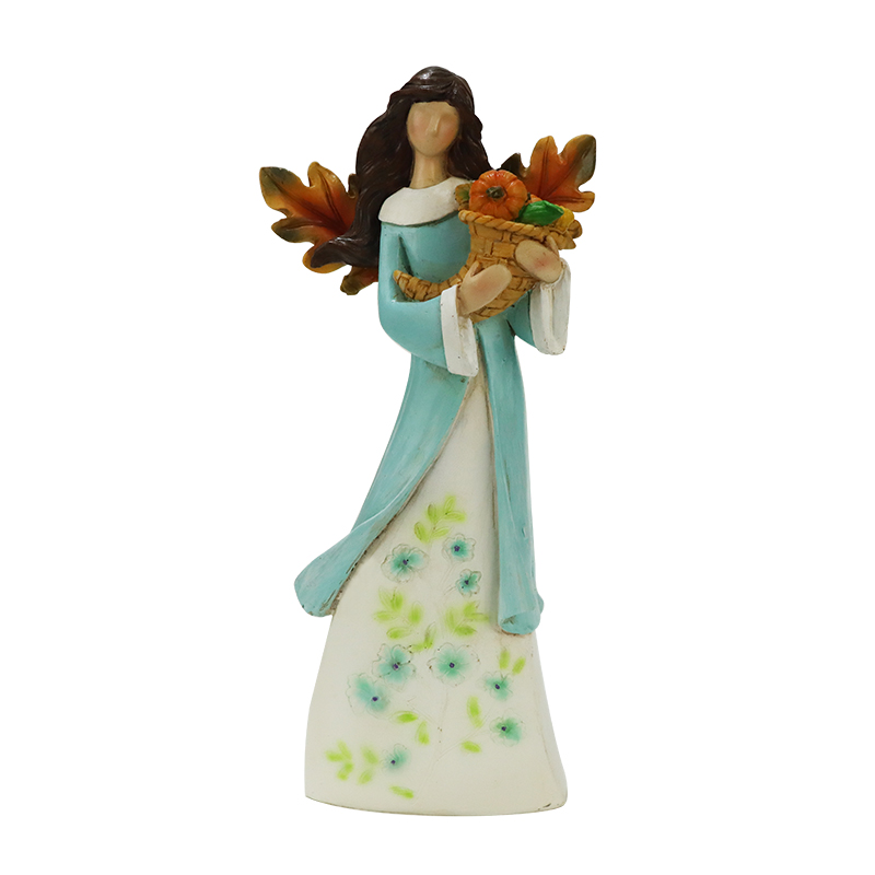 Resin Angel with Basket Figurine - Autumn - Themed Home Decor