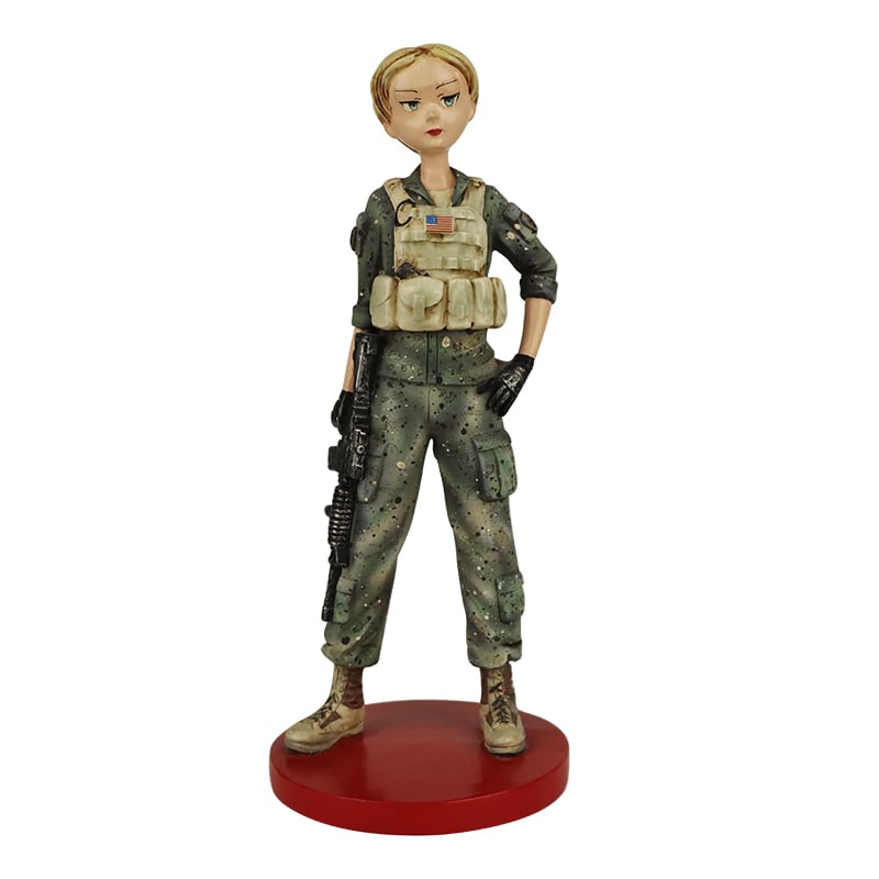 Resin Female Soldier Figurine - Military - Themed Collectible