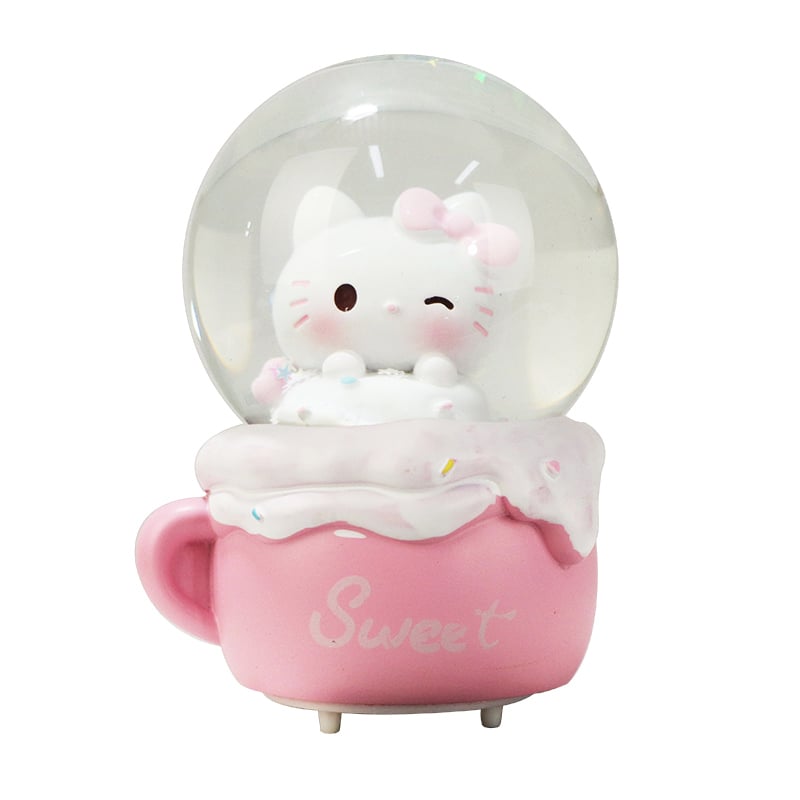 Hello Kitty in Pink Cup Snow Globe - Cute Decor