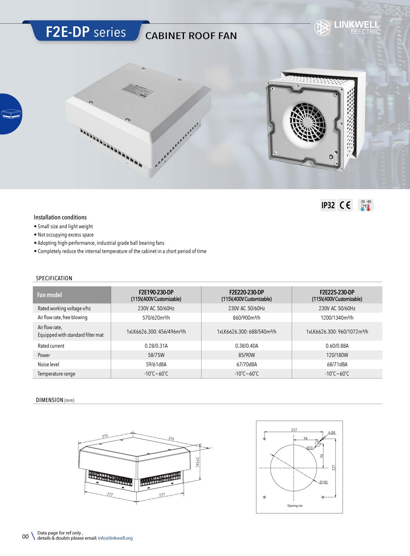 F2E-DP series cabinet roof fan
