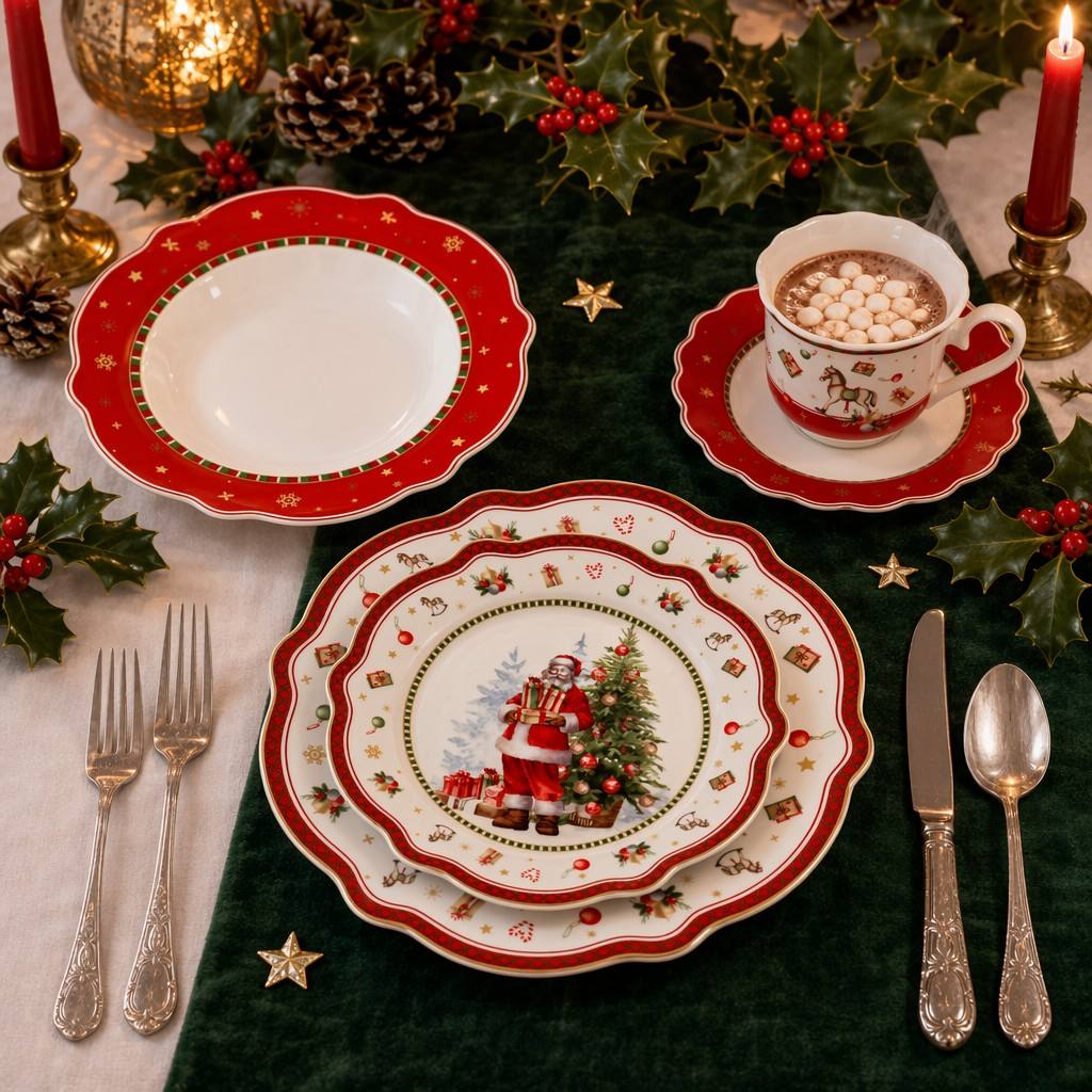 Nuevo juego navideño de cena en porcelana de hueso para hotel, restaurante y fiesta con figura de Santa