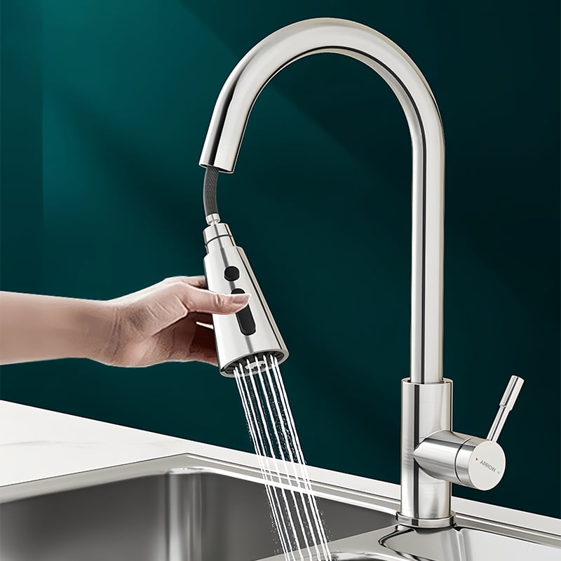 New Style Pull Out Kitchen Faucet Water Faucet SUS304 Stainless Steels Hot and Cold Multiple Purification Tap AE4589