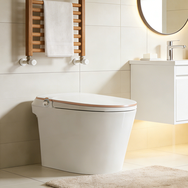 Automatyczny czujnik do płukania toalety jednolity inteligentny bidet-toaleta z funkcją automatycznego działania, inteligentna toaleta z pilotem zdalnego sterowania i syfonem typu S