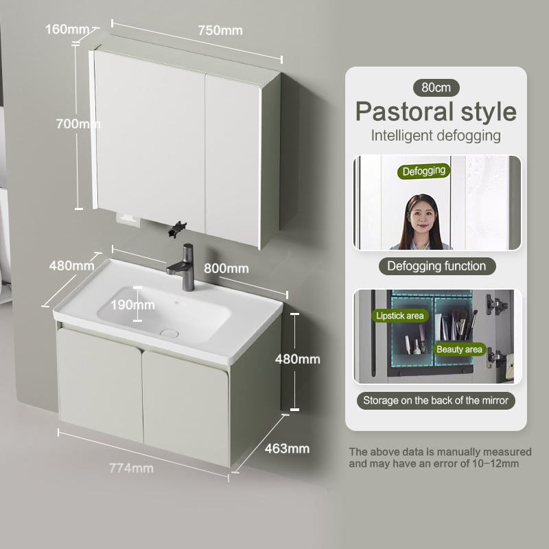 Bathroom Vanity Lighting Wall Mount Bathroom Vanity Cabinets With Mirror and Basin QingNing Series