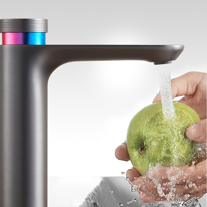 Temperature Bathroom Colorful Mixer Tap Deck Mounted Wash Sink Taps Hot And Cold Tap Gun Gray Waterfall Faucets AMP11872-1AGG