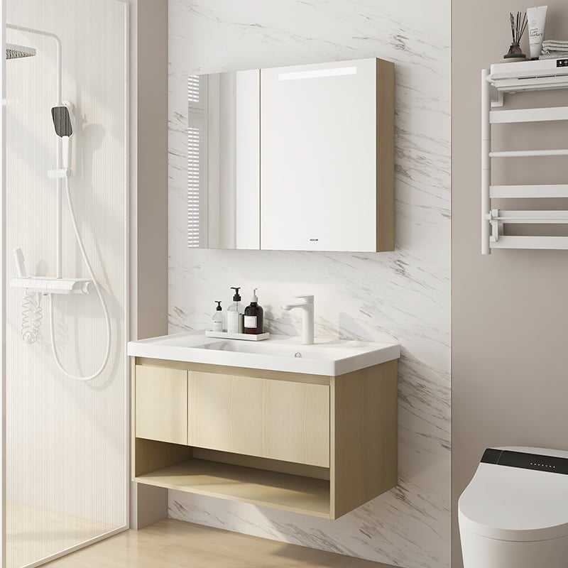 Nawieszany szafek łazienk bathroom z lustrzanym szafkami i zlewem