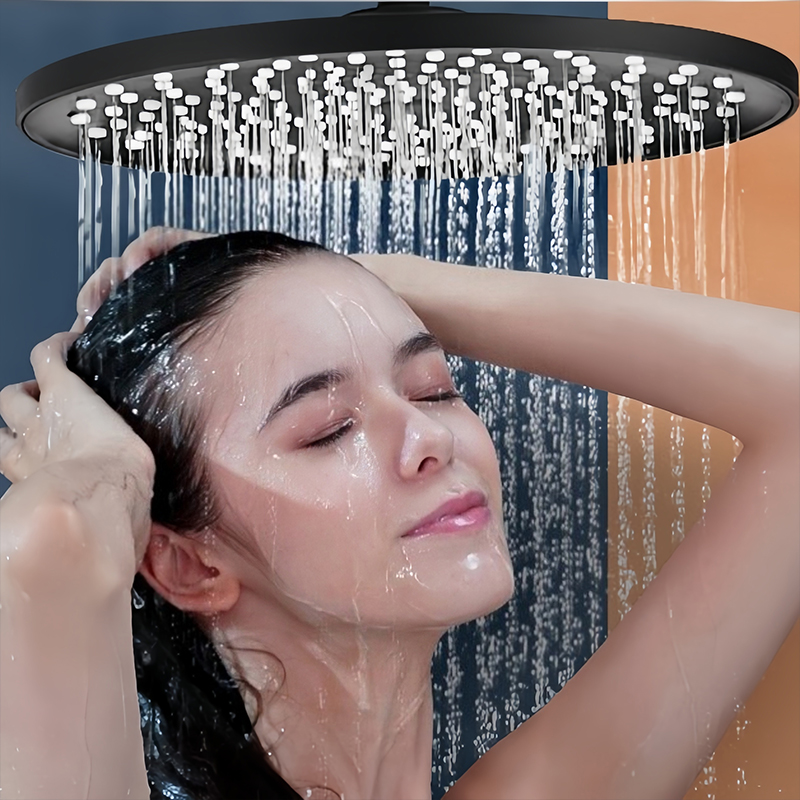 Black Bathroom Brass Rainfall Shower System Wall Mount Shower Set Hot Cold Shower Mixer Faucet Set AE33158MB