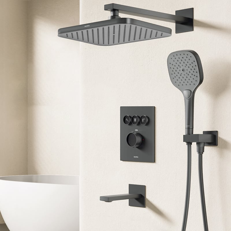 Gun Gray Smart Control Ukryty Zintegrowany 3-trybowy Deszczowy Zestaw Prysznicowy z Ciałem z Brązu AERQ33001MHGGSP