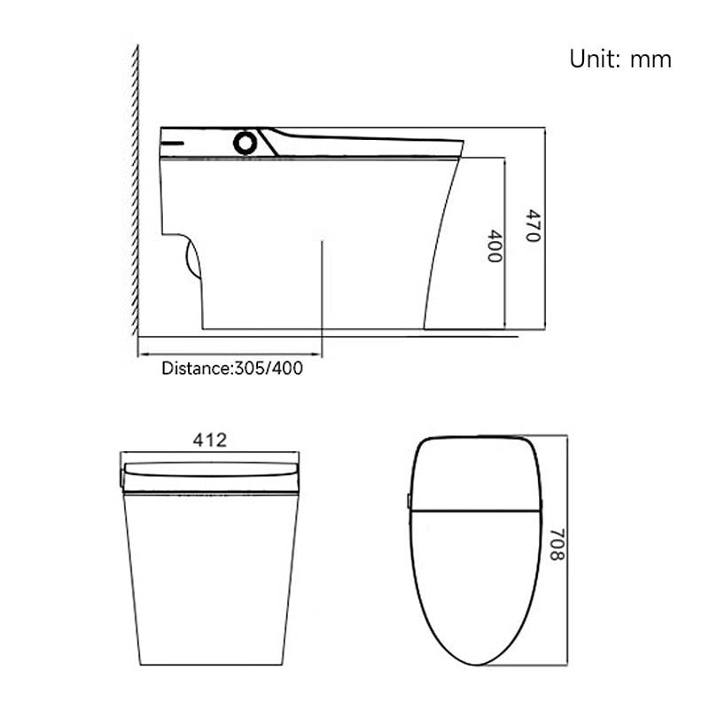 ARROW WC moderno completamente automatico con scarico sifonato, riscaldamento e pulizia automatica AKB1102