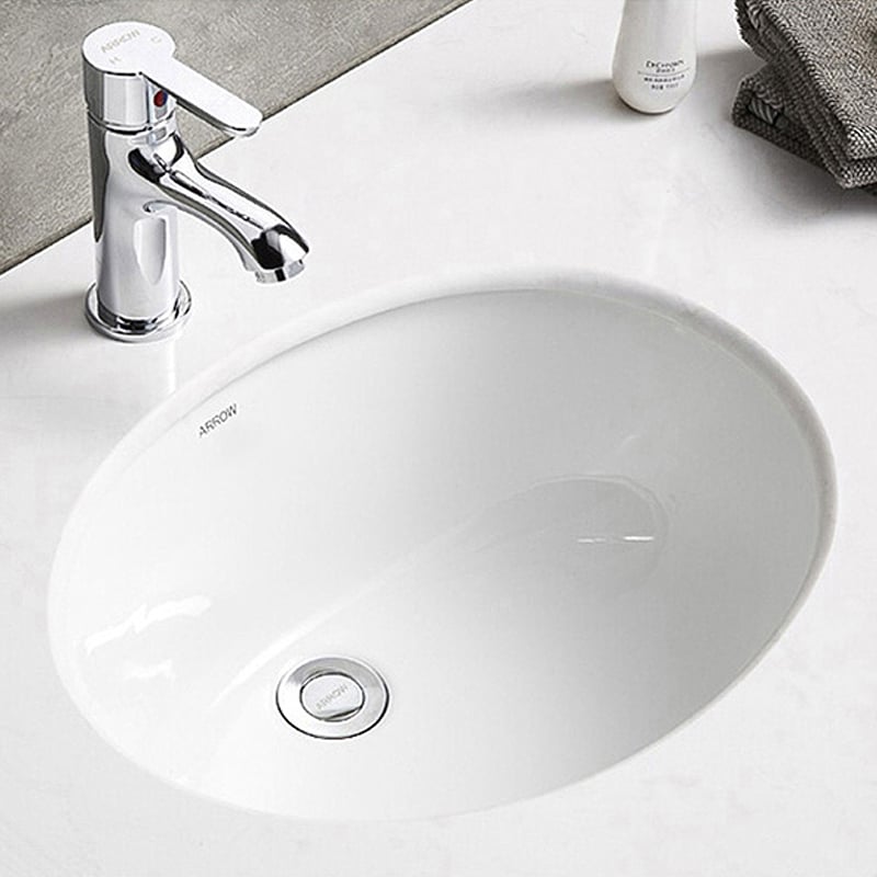 Piatto vasca in ceramica sotto banco con certificazione di qualità per bagno, hotel o appartamento - Lavandino superiore AP406E