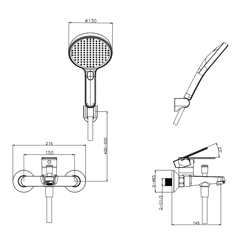 Wall Mount Exposed Single Function Shower Head Faucet Set Chrome Bath Brass Shower Faucet Set Bathroom Shower Set AG3605