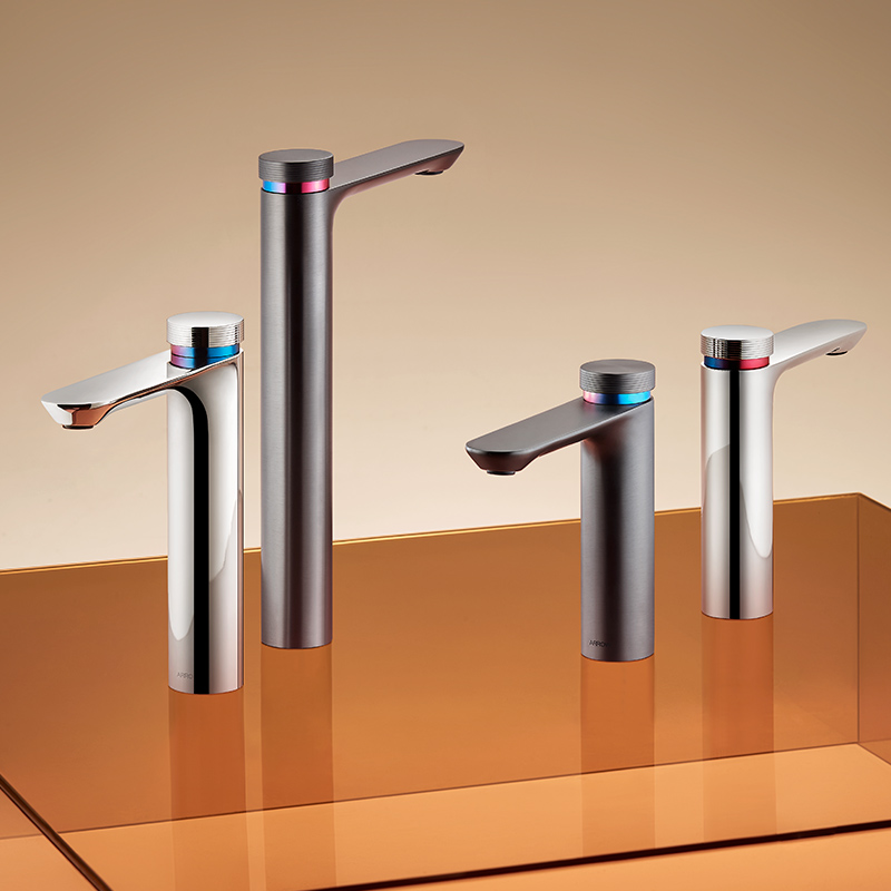 Temperature Bathroom Colorful Mixer Tap Deck Mounted Wash Sink Taps Hot And Cold Tap Gun Gray Waterfall Faucets AMP11872-1AGG