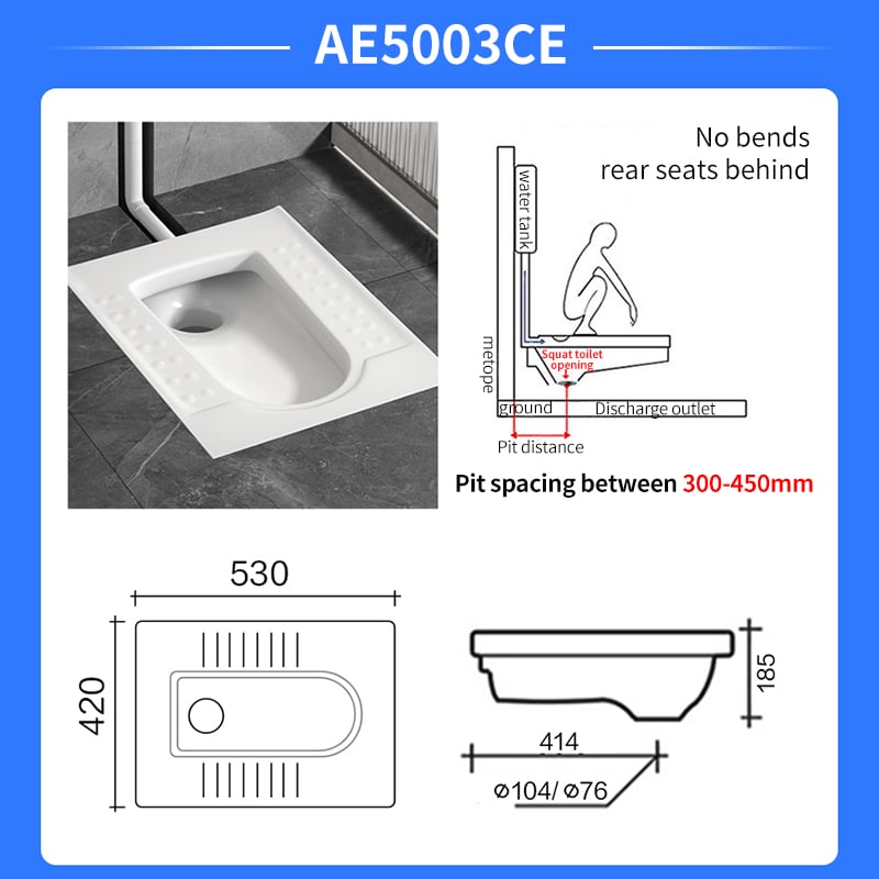  Bathroom ceramic squat pan toilet AE5003CE