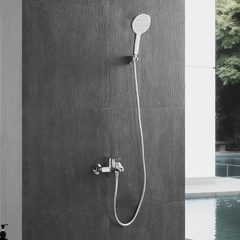 Wall Mount Exposed Single Function Shower Head Faucet Set Chrome Bath Brass Shower Faucet Set Bathroom Shower Set AG3605