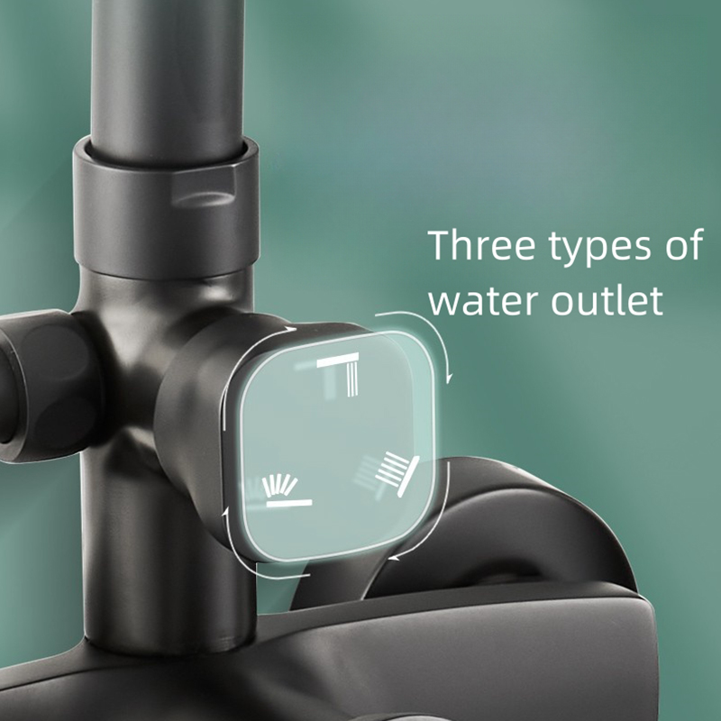 Black Bathroom Brass Rainfall Shower System Wall Mount Shower Set Hot Cold Shower Mixer Faucet Set AE33158MB