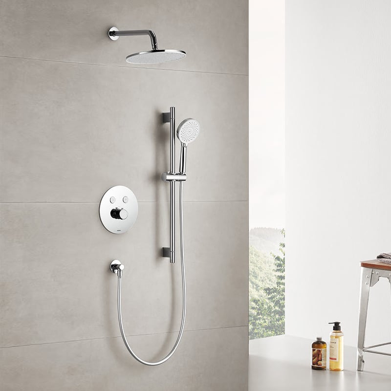 Dalawang-kabisa na termostaticong nakatago sa pader na may katawan ng brass na chrome na set ng paghuhugas na may lift lever AG3735SHCP-1