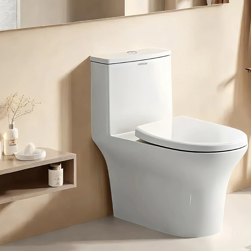 Arrow Modern Bathroom Toilet Floor One Piece Toilet Ceramic White Set S-trap Toiletwith Dual-Flush