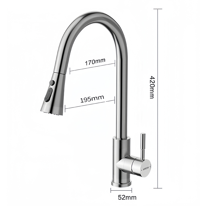 New Style Pull Out Kitchen Faucet Water Faucet SUS304 Stainless Steels Hot and Cold Multiple Purification Tap AE4589