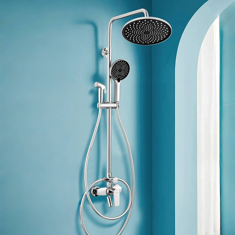 Black Bathroom Brass Rainfall Shower System Wall Mount Shower Set Hot Cold Shower Mixer Faucet Set AE33158MB
