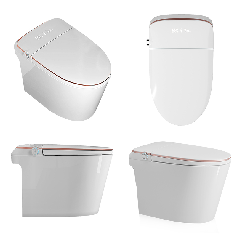 Automatyczny czujnik do płukania toalety jednolity inteligentny bidet-toaleta z funkcją automatycznego działania, inteligentna toaleta z pilotem zdalnego sterowania i syfonem typu S