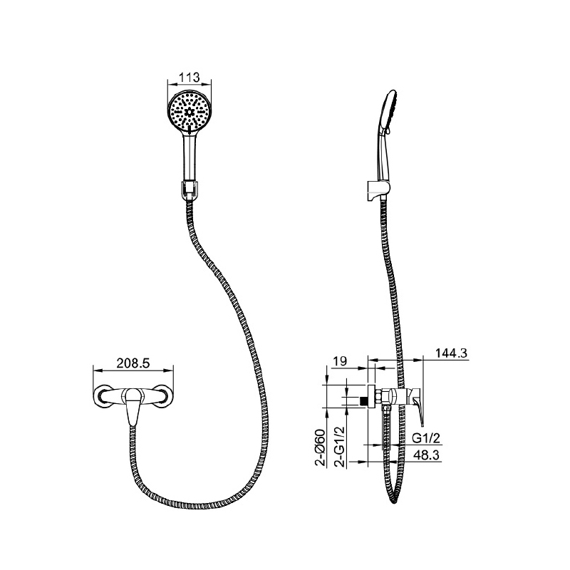 Brass body shower taps chrome-plated chrome bathroom bathtub mixers with hand held shower head AG3513CP