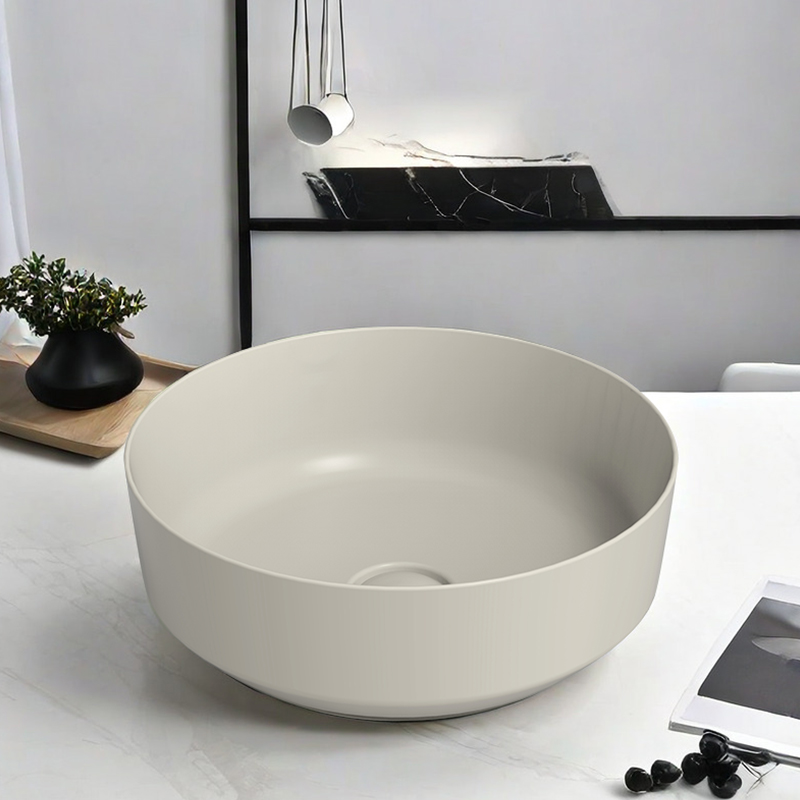 人気のアートベーシン セラミック衛生陶器 バスルームシンク 円形カウンタートップボウル AP41025B