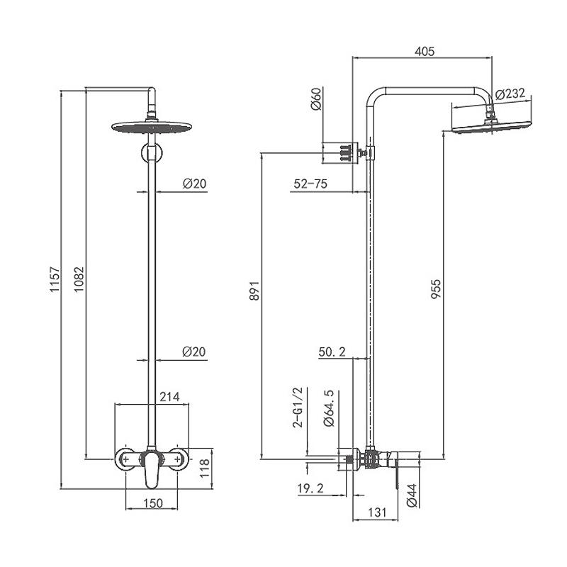 ฝักบัวสาธารณะ Arrow ตัวเครื่องทำจากทองเหลือง รุ่น AG3106