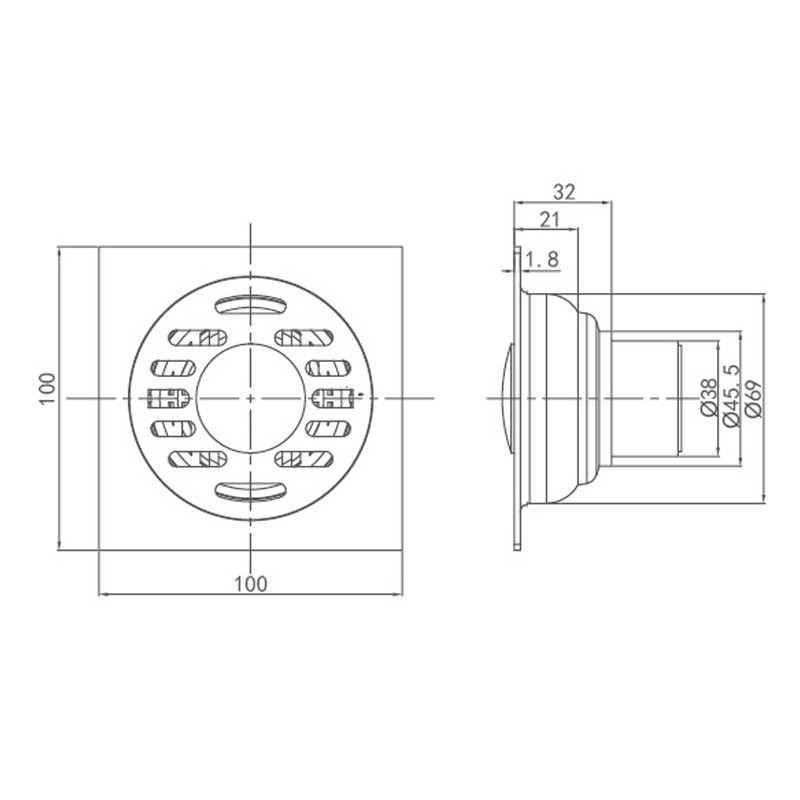 ARROW Badezimmer Bodenabfluss Anti-Geruch Edelstahl Duschbodenabfluss AG5143PN