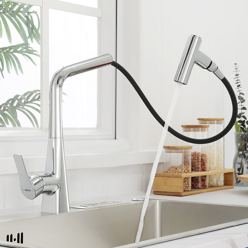 Modern High-Type Chromed Single-Hole Bathroom Sink Faucet Brass Basin Mixer with Single Handle Ceramic Valve Metered Feature