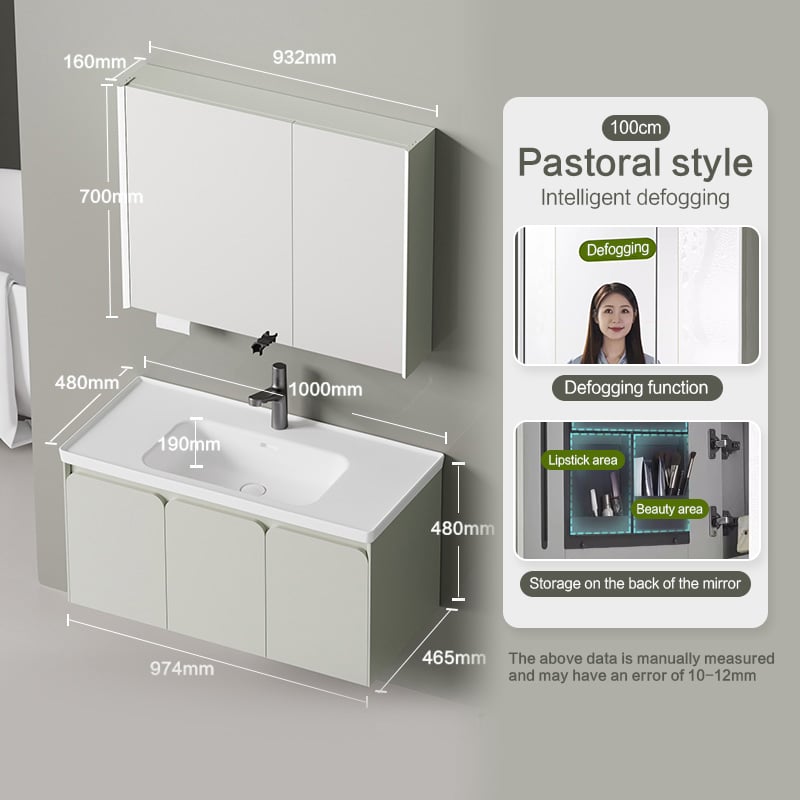 Bathroom Vanity Lighting Wall Mount Bathroom Vanity Cabinets With Mirror and Basin QingNing Series