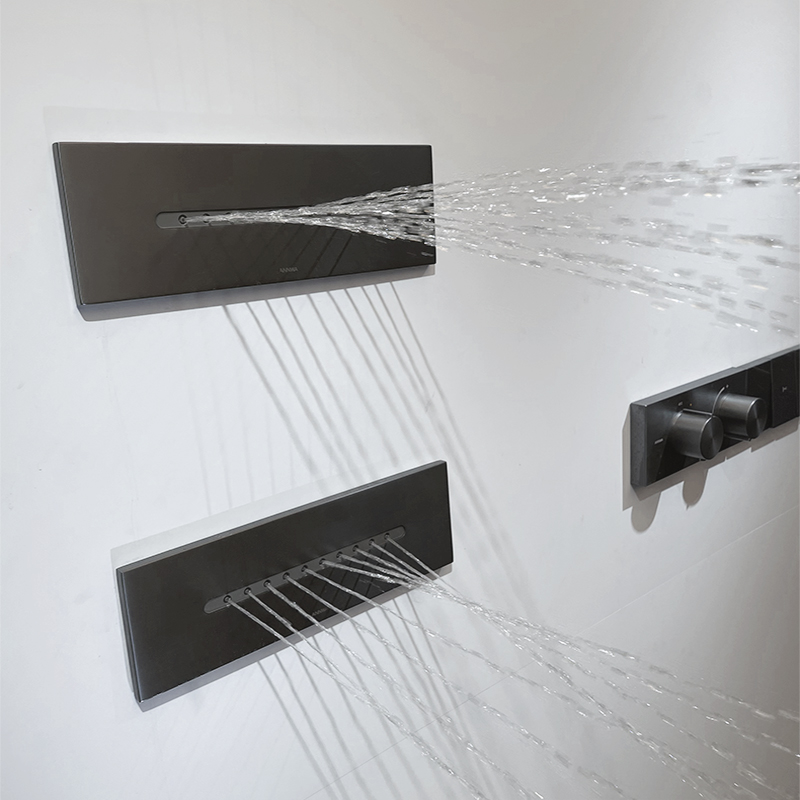 Wall Mounted Luxury Shower Set Rainfall Shower Panel System Jet Massage