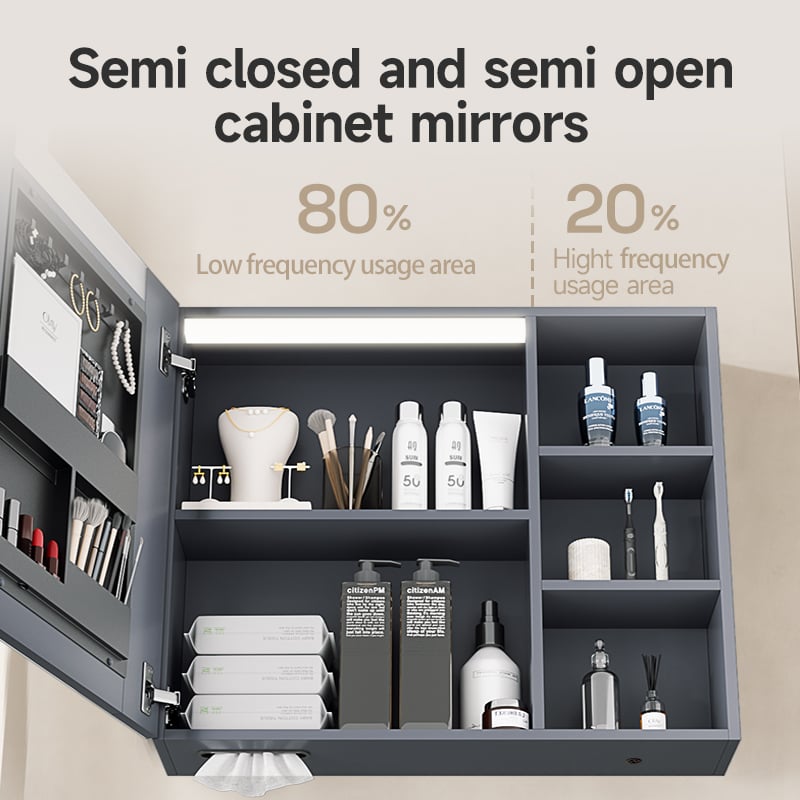 Ceramic Wash Basin Combination Solid Wood Bathroom Cabinet with Led Light Mirror Wall Cabinet FuGuang Series