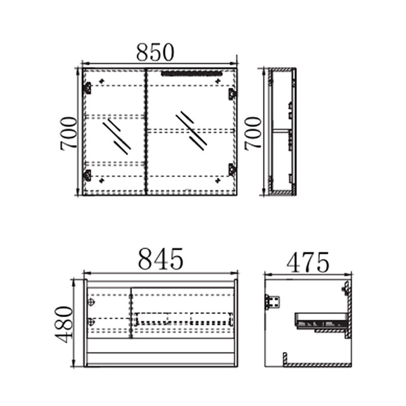  Wall-hung mounted Bathroom Cabinet with Mirror Cabinet and Basin