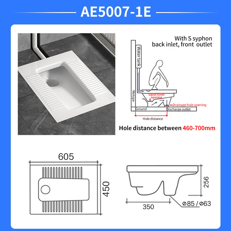 Bathroom ceramic squat pan toilet AE5007-1E