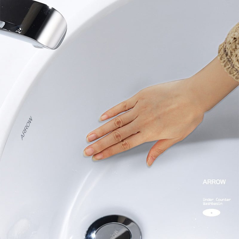 Piatto vasca in ceramica sotto banco con certificazione di qualità per bagno, hotel o appartamento - Lavandino superiore AP406E