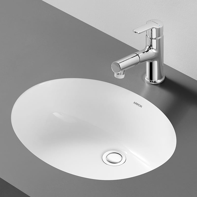 Piatto vasca in ceramica sotto banco con certificazione di qualità per bagno, hotel o appartamento - Lavandino superiore AP406E