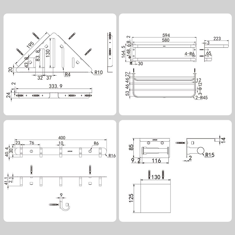 Bathroom accessories simply bathroom accessories set Space aluminum bathroom set AG5223GGA-TZ