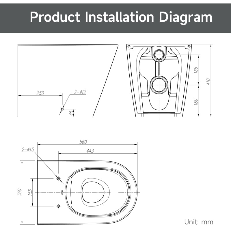 Floor-standing Toilet Back-to-wall Installation AHB2334H