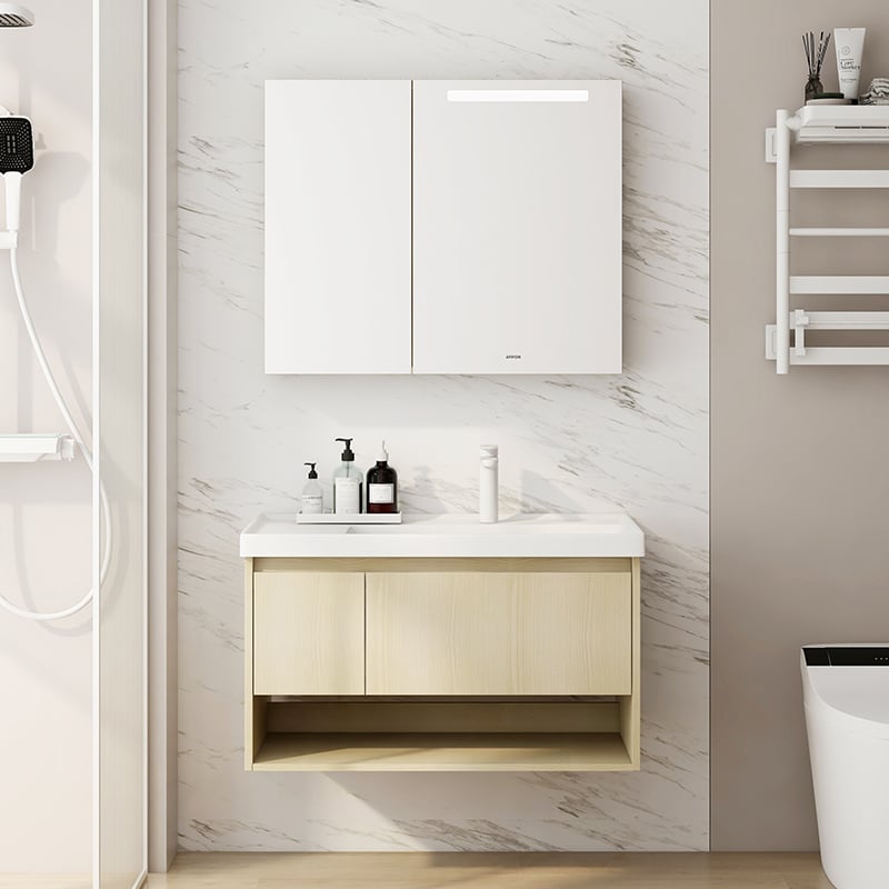  Wall-hung mounted Bathroom Cabinet with Mirror Cabinet and Basin