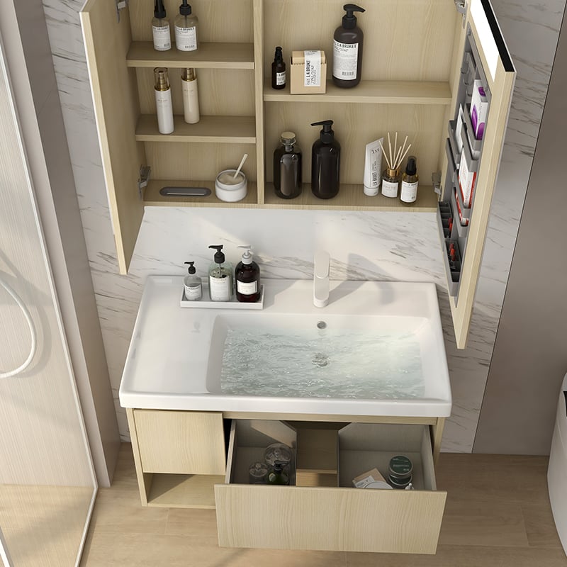  Wall-hung mounted Bathroom Cabinet with Mirror Cabinet and Basin