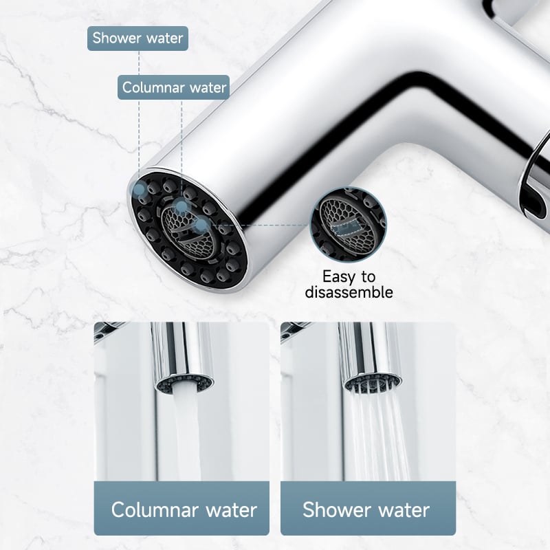 Modern High-Type Chromed Single-Hole Bathroom Sink Faucet Brass Basin Mixer with Single Handle Ceramic Valve Metered Feature