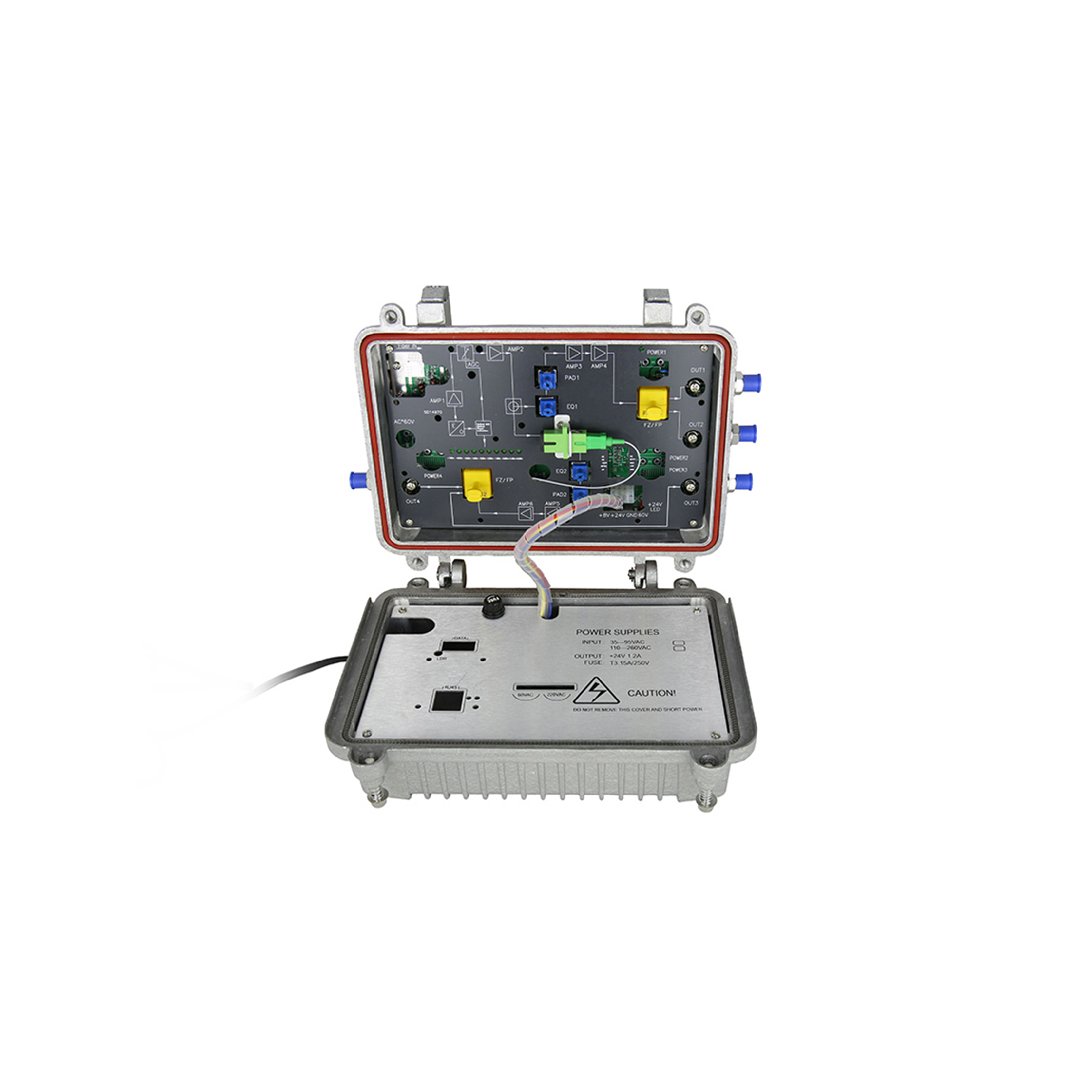 WS-OR409 Series Outdoor 4-Way CATV Optical Receiver IP65 AGC 1006MHz with SNMP & External Test Port