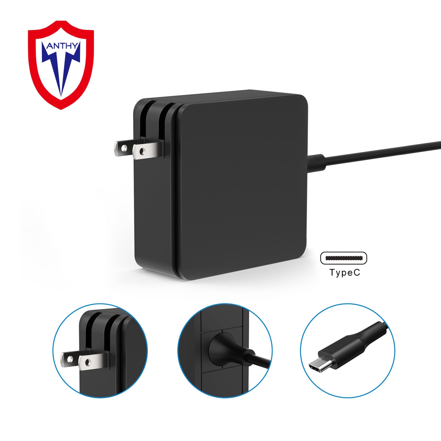 65W USB-C AC Adapter Compatible with Asus,Dell,Lenovo,HP