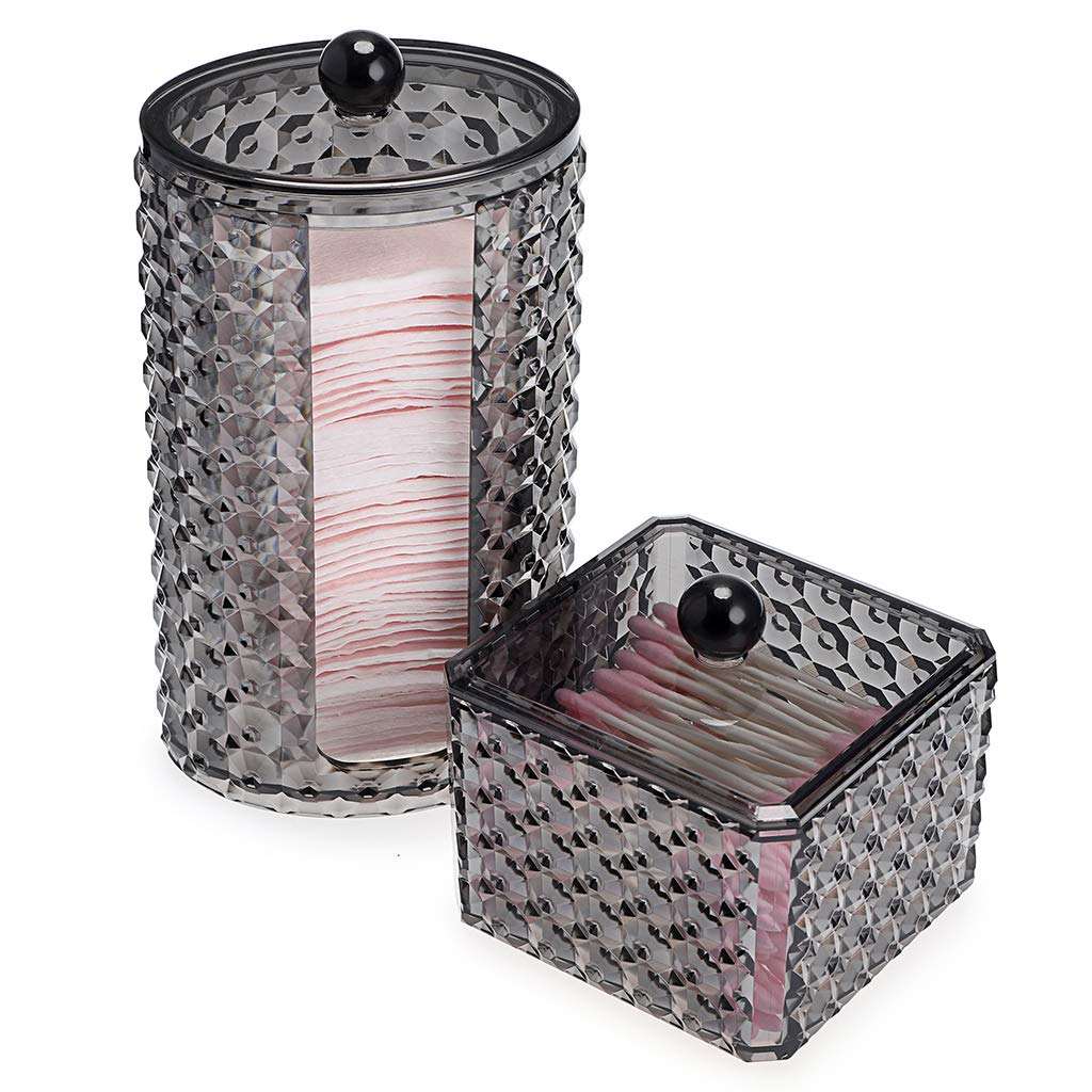 Bathroom Canister Jar Square Cotton Swab Organizer Box for Cotton Pads and Sticks