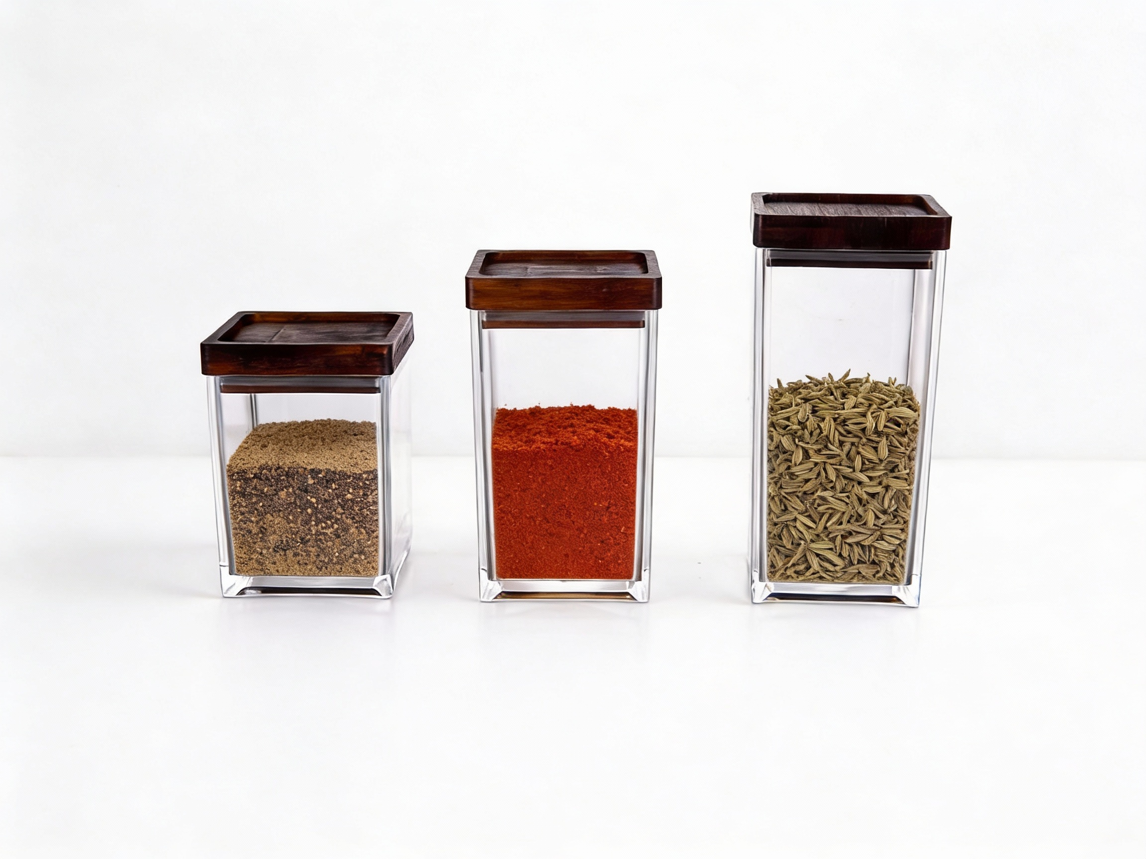 Kitchen Stackable Clear Acrylic Spice Jars with Bamboo Lids