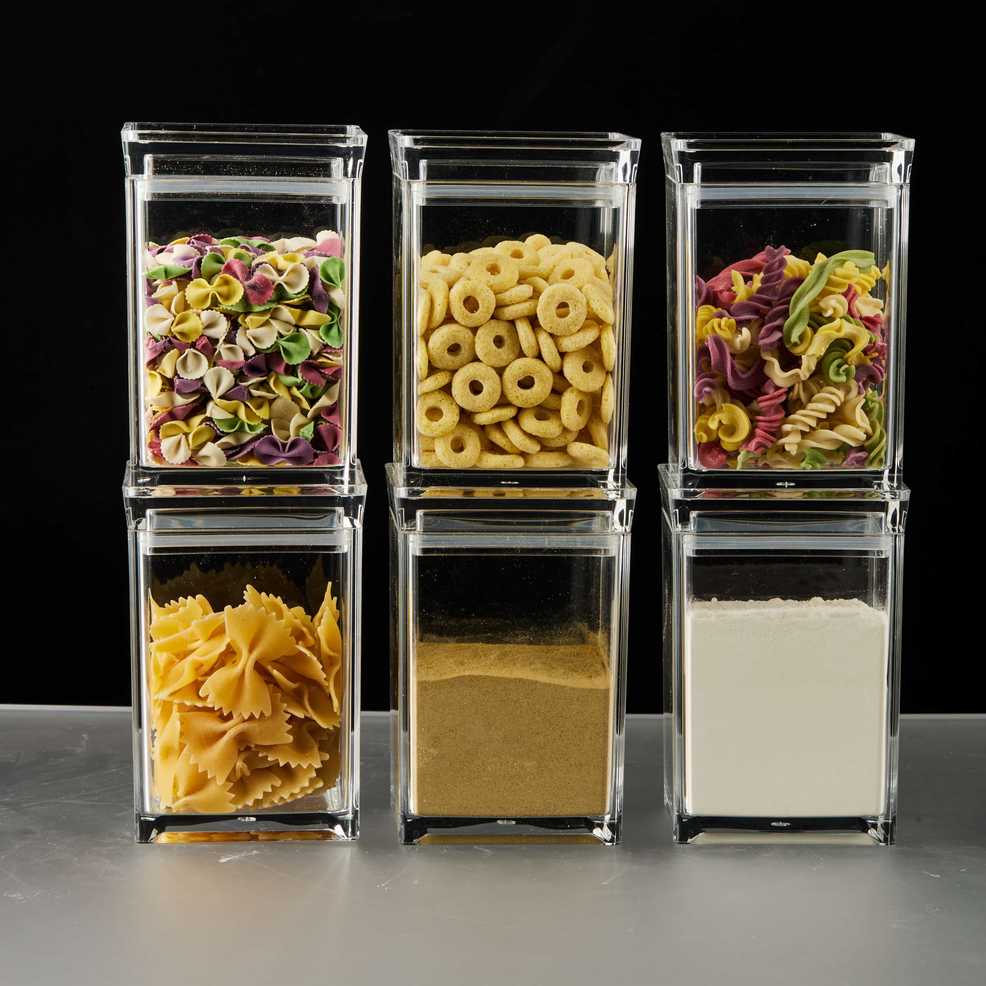 Kitchen Freshness Preservation Square Stackable Clear Acrylic Spice Jar Storage Box Containers Set with Lid