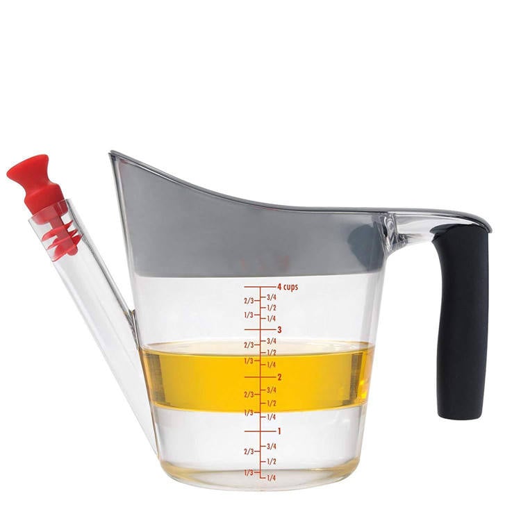 Kitchen Oil Measuring Cup and Strainer Fat Separator Gravy Cups With Lids