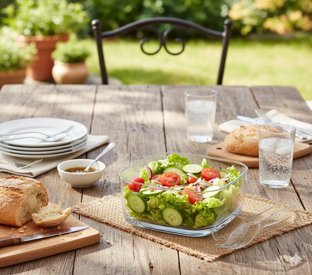 Mateyness Transparent Acrylic Salad Bowl – Durable, Eco-Friendly Bowl for Family Meals & Kitchen Storage